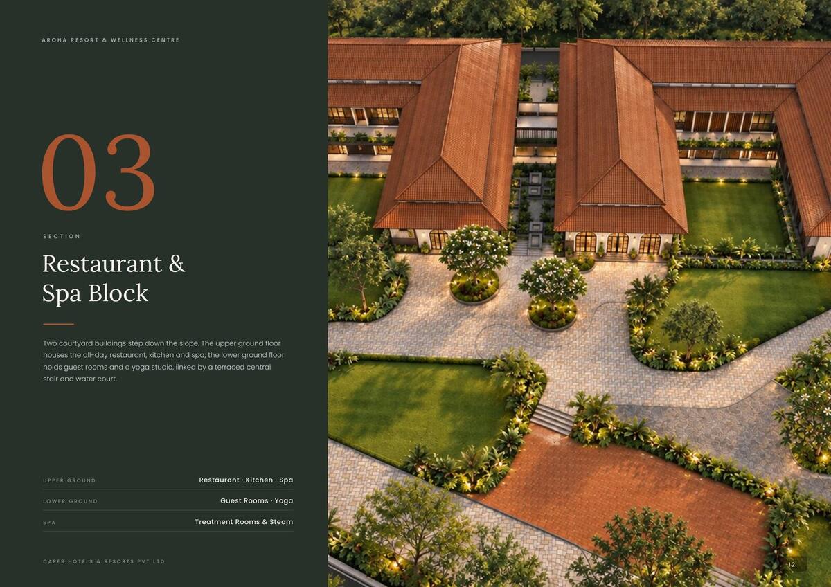 Aroha Resort & Wellness Centre, section 03 divider: Restaurant & Spa Block