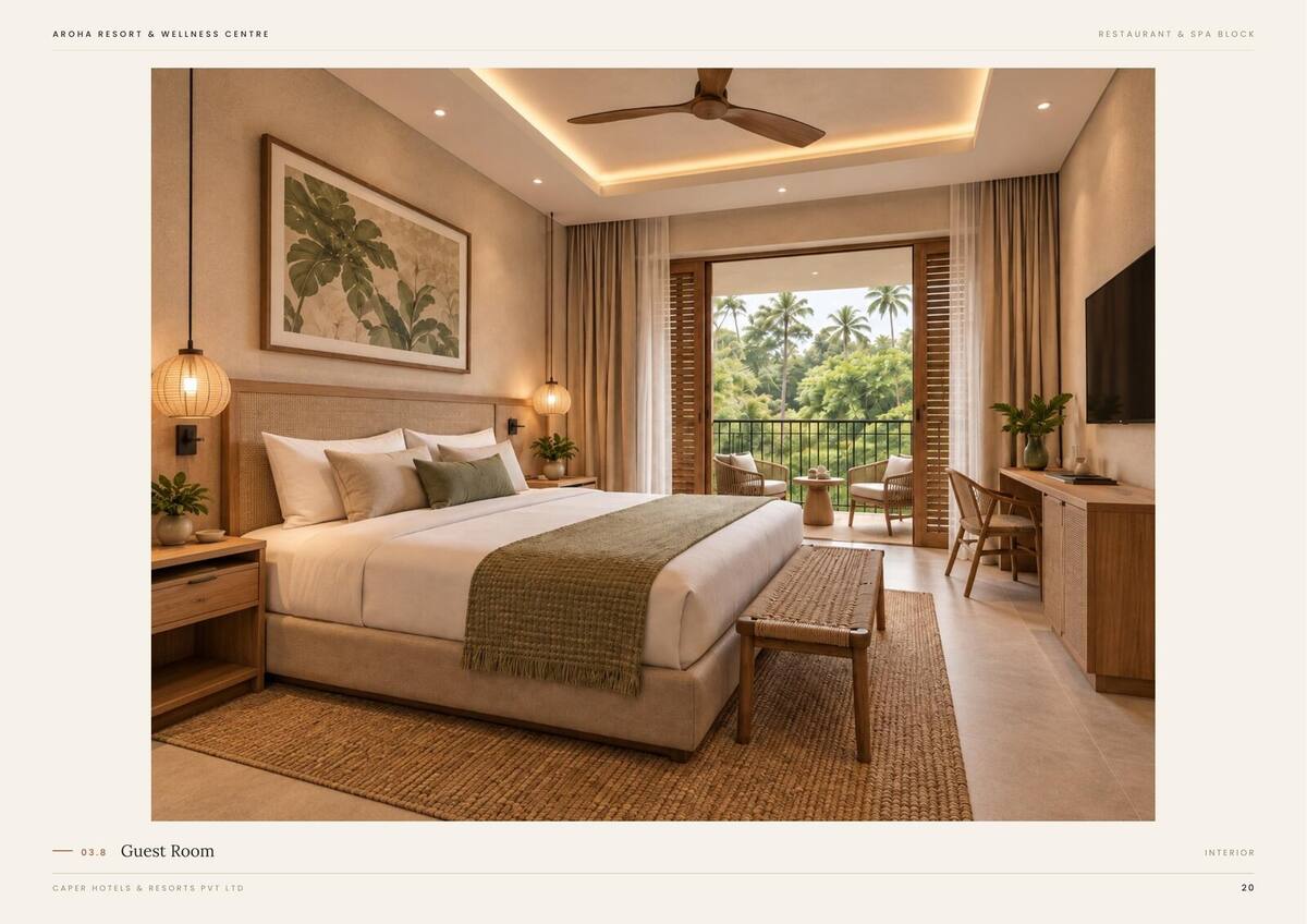 Restaurant block guest bedroom interior