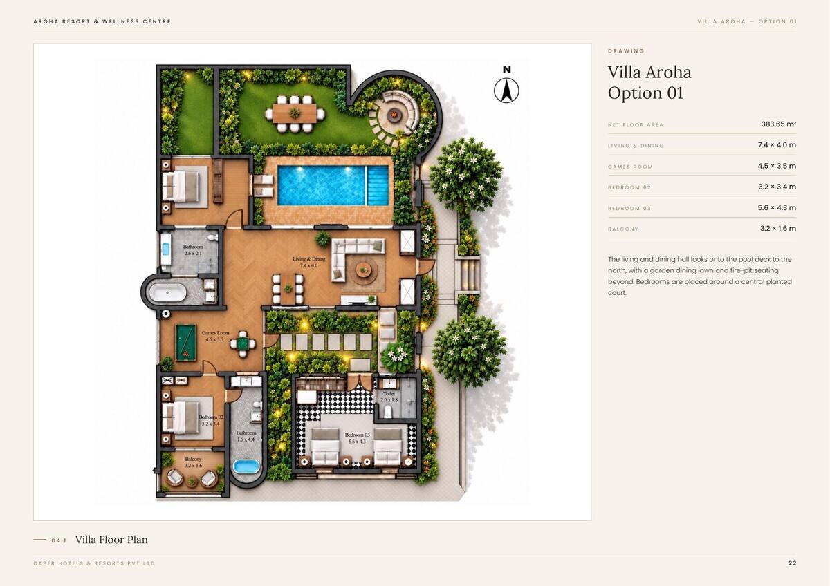 Villa Aroha Option 01, floor plan