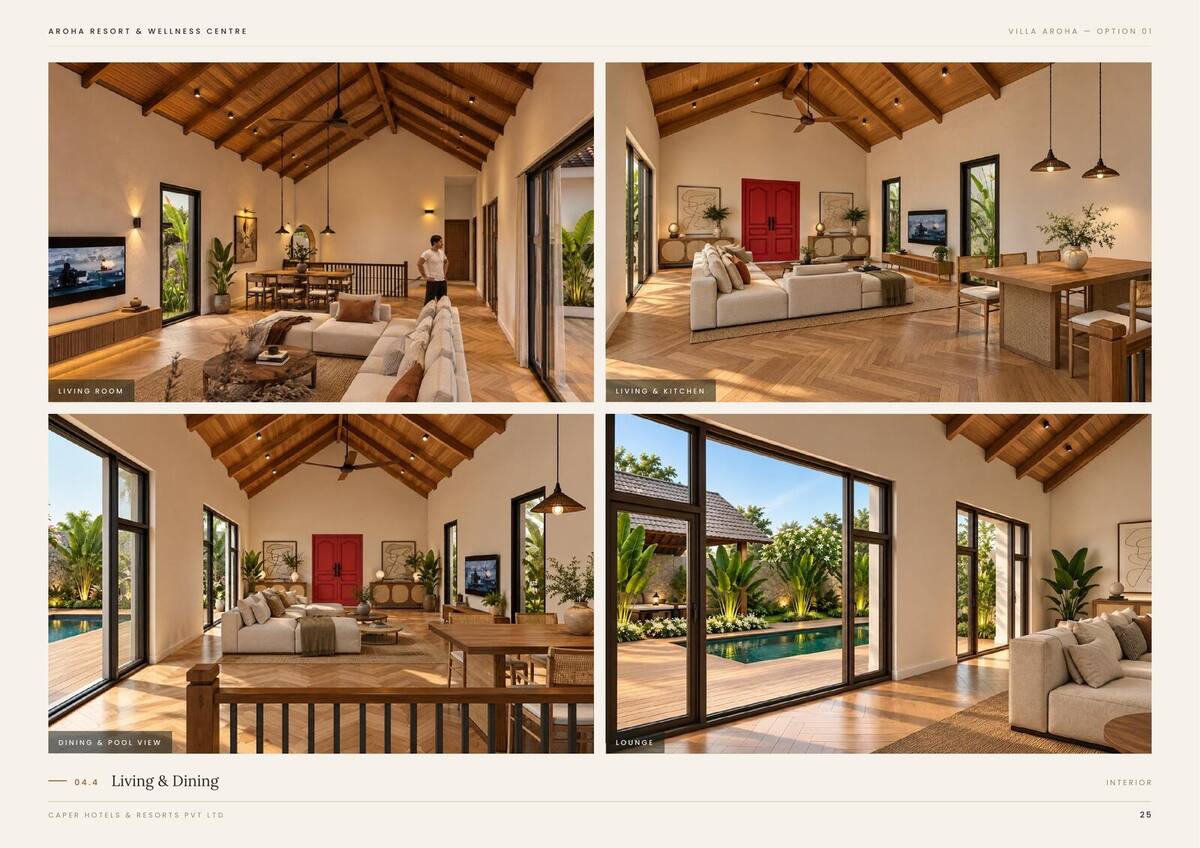Villa Aroha Option 01, living and dining interiors