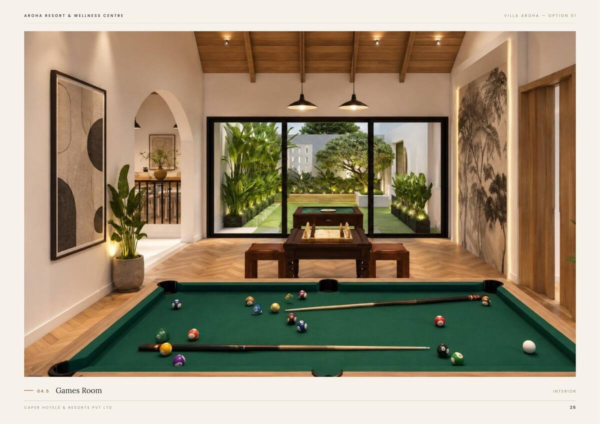 Villa Aroha Option 01, games room with pool table