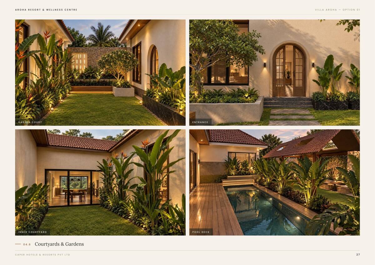 Villa Aroha Option 01, courtyards and corridors