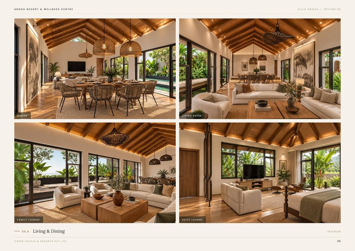 Villa Aroha Option 02, living and dining interiors